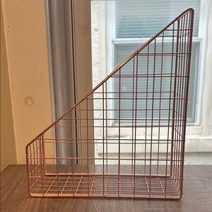 Rose Gold Metal Wire Desk Organizer Set